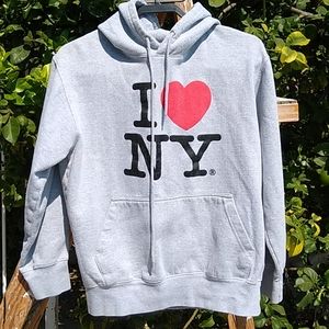 I Love New York Hoodie Gray/Red Heart M